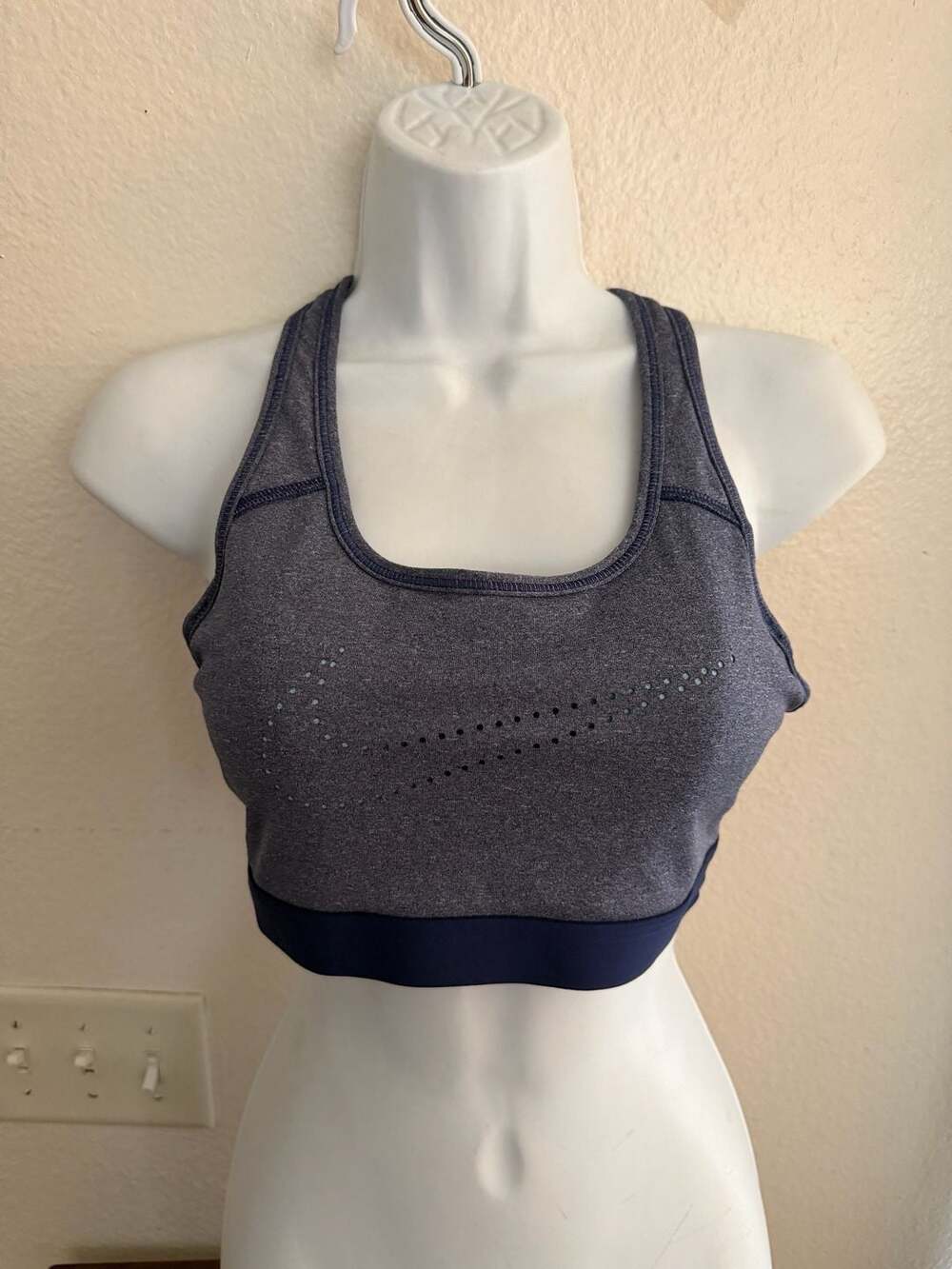 Nike Sports Bra Size M Blue Gray Perforated Racerback